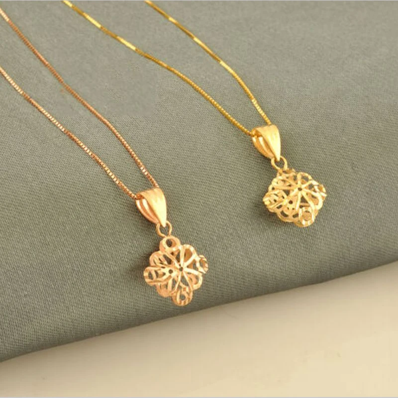 

Real 18K Gold Pendant Small Chinese Knot Pendant Yellow and Rose Gold For Women