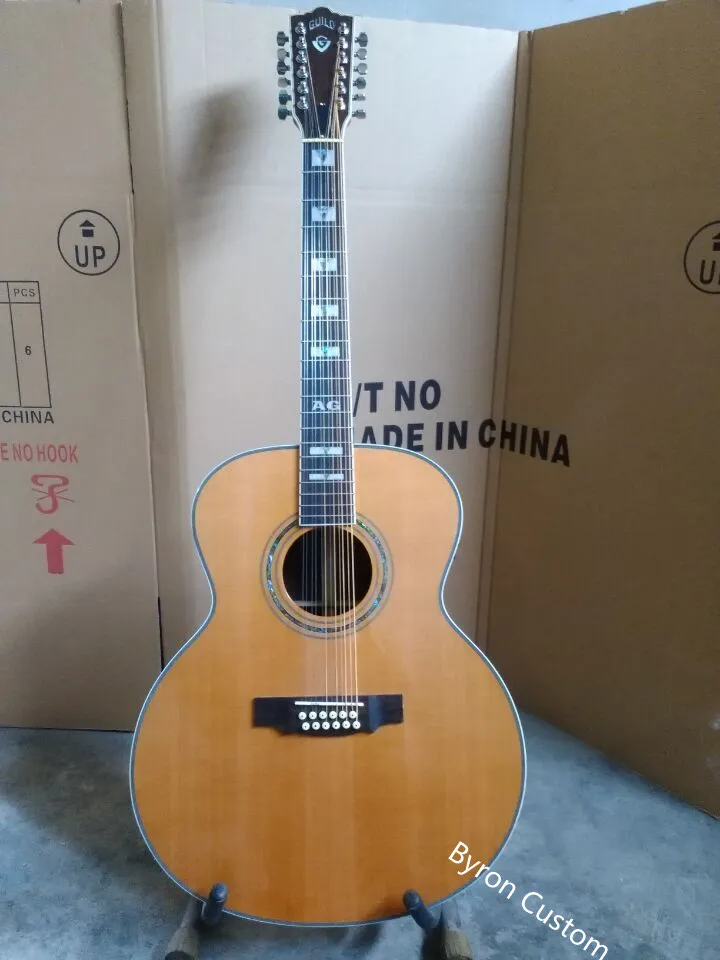 Ebony F512 jumbo electric guitar, 12 strings, solid acoustic guitar, Guild style, free shipping