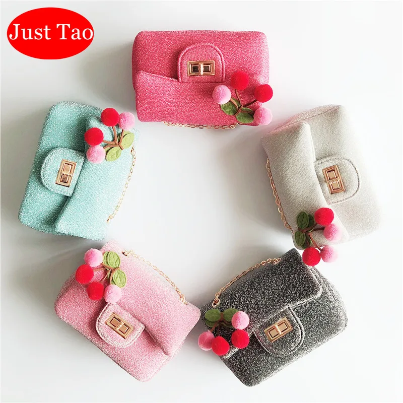 

Just Tao! Low pirce bag Childrens Fashion Cherry Purse Kids Bling shoulder bags toddlers small bags Child fashion wallets JT014