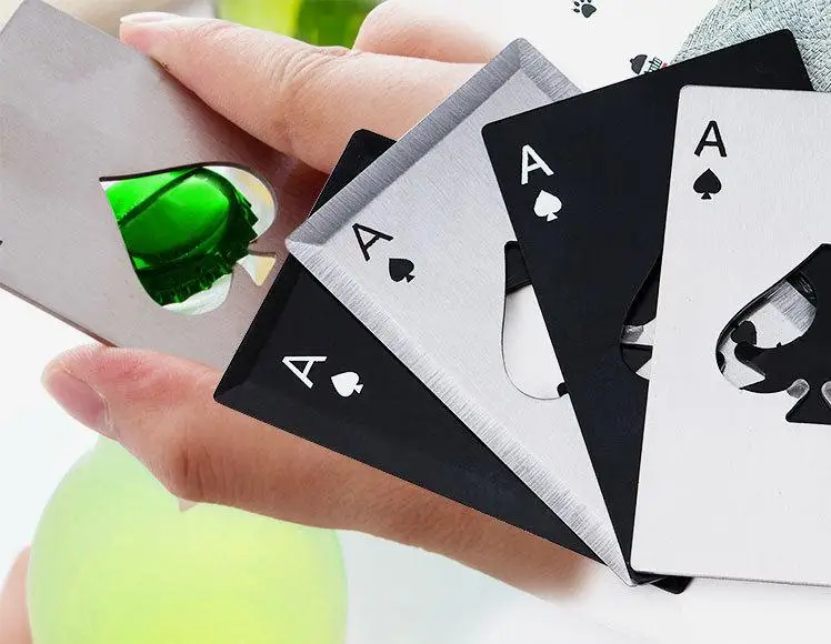 

Stainless Steel Bottle Opener Beer Opener Poker Playing Card of Spades Soda Bottle Cap Opener Bar Kitchen Tools SN2710