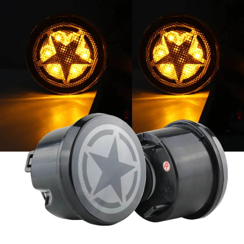 

LED Turn Signal Lights for Jeep Wrangler JK & Unlimited 2007-2018 Star Front Grill Indicator Blinkers Parking Lights