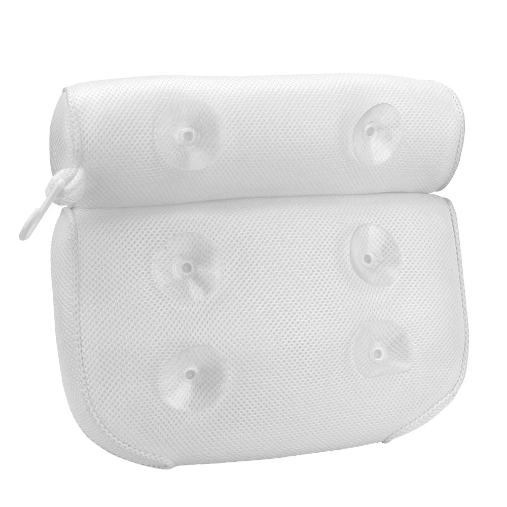 Spa Bath Pillow With Suction Cups for Neck and Back Support Bathroom Supply Bathtub Head Rest Pillow Breathable 3D Mesh Non-Slip