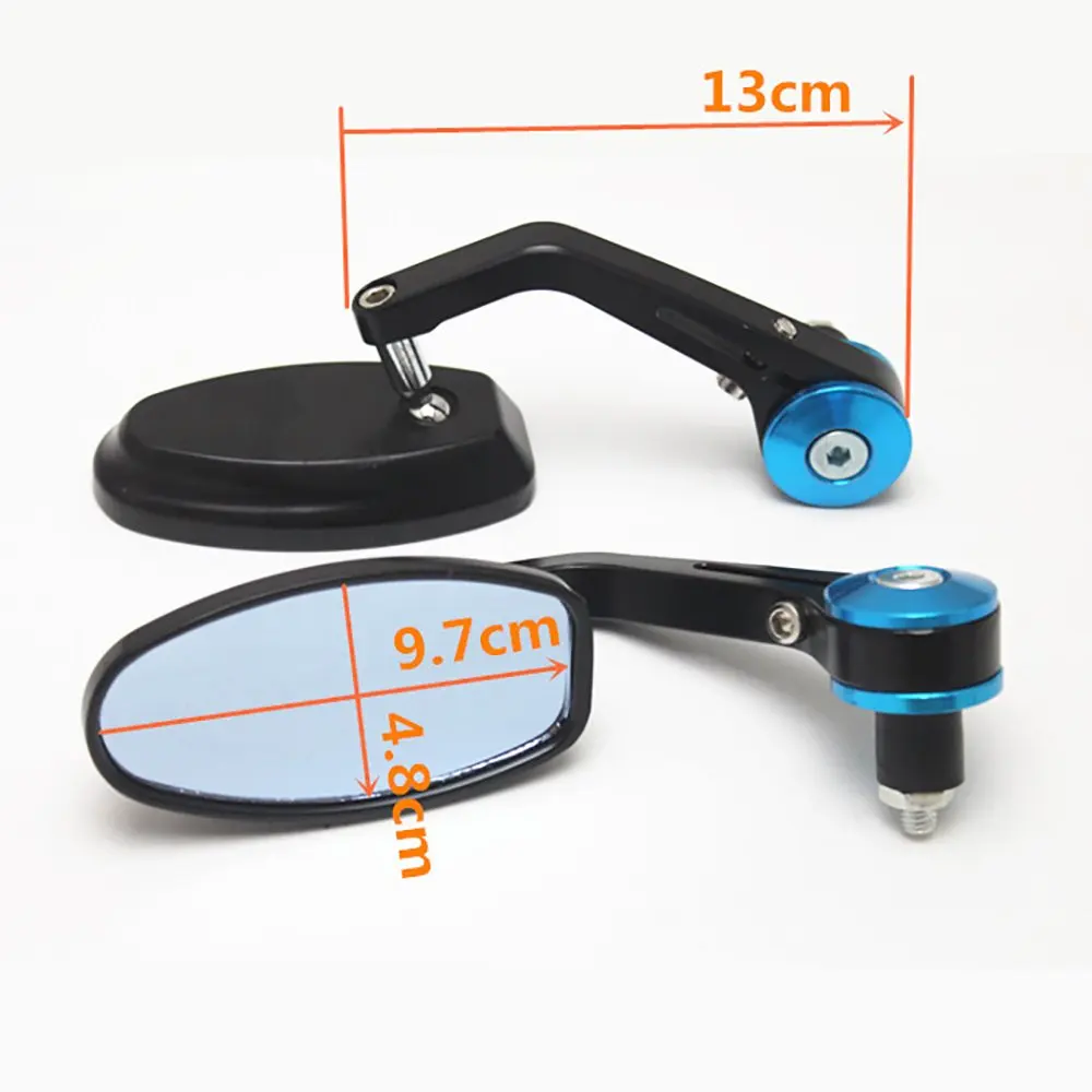 Universal  Motorcycle Handlebar End Rear View Mirrors CNC Aluminum Blue Anti-glare Mirror for Honda Yamaha Suzuki Scooter Motor