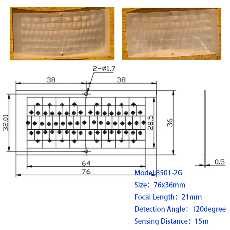 1PCS Optical HDPE Fresnel Lens Human Body Infrared Induction PIR Lens Focal Length 25mm 23mm Far Sensing Distance15m 16m