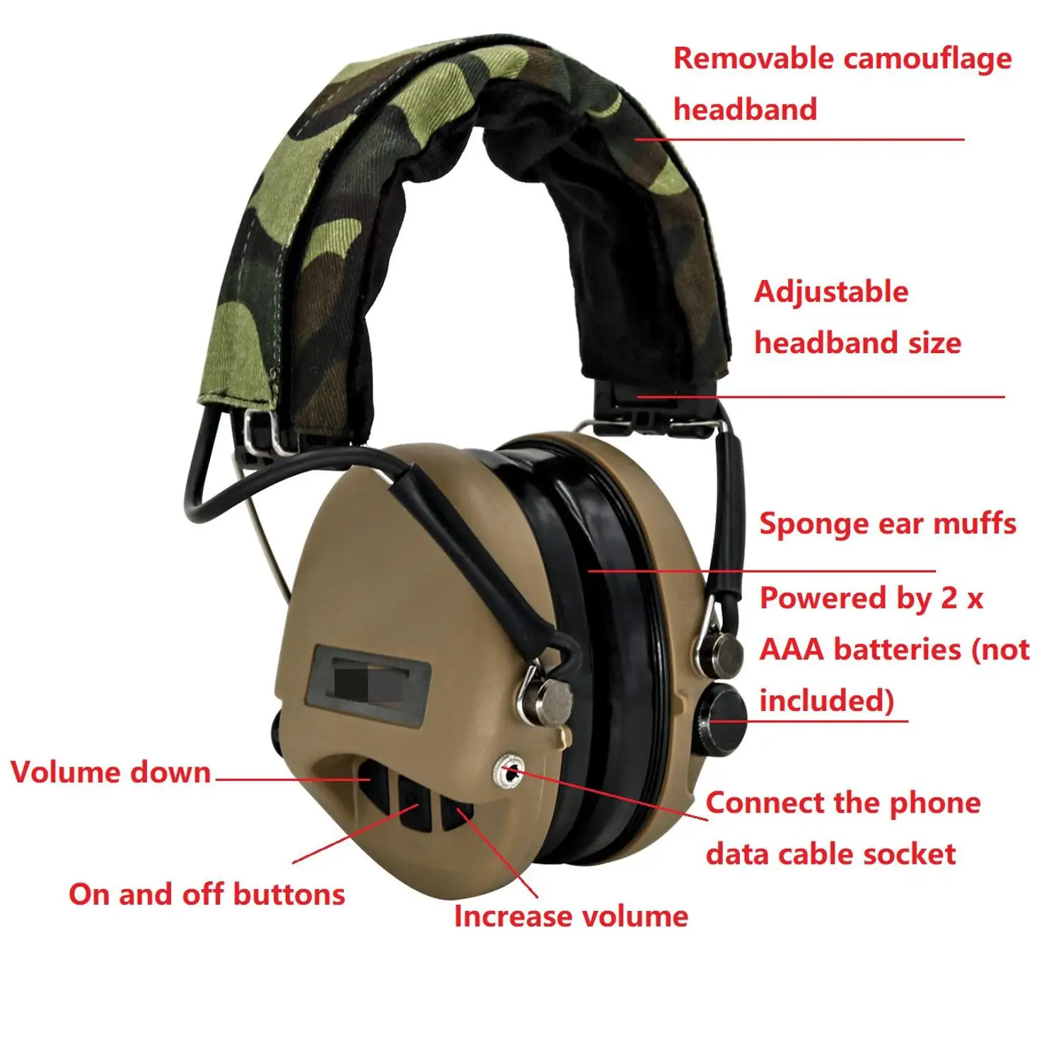 Airsoft Headset MSASORDIN Tactical Headset Sordn Noise Reduction Electronic Shooting Earmuff Hunting Hearing Protection Headphon