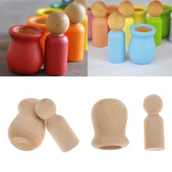 10pcs Wooden Peg People Nesting Set Peg Dolls Crafts Montessori Toy