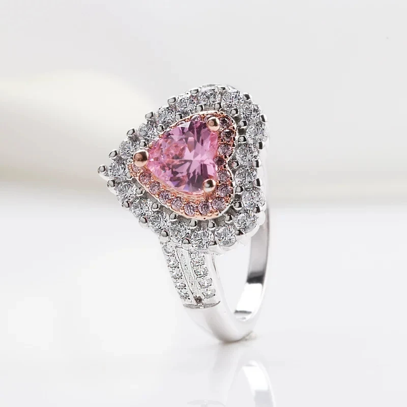 Solid 18K Gold 1ct pink Moissanite Diamond Ring D color VVS With national certificate 001