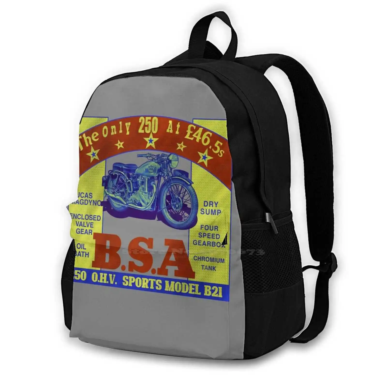 Vintage Bsa Model Motorcycle Advertising By Motormaniac Backpacks For School Teenagers Girls Travel Bags 1951 Bsa Motorcycles