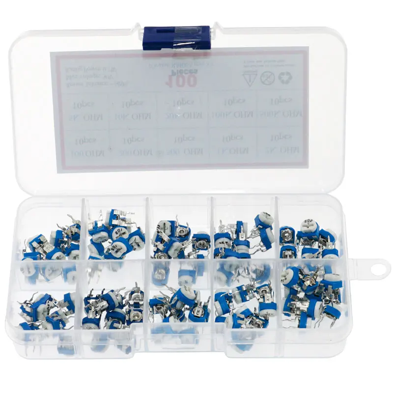 

100pcs 10value RM065 6MM Trimpot Potentiometer Assorted Kit set 100 200 500 1K 2K 5K 10K 20K 100K 500K