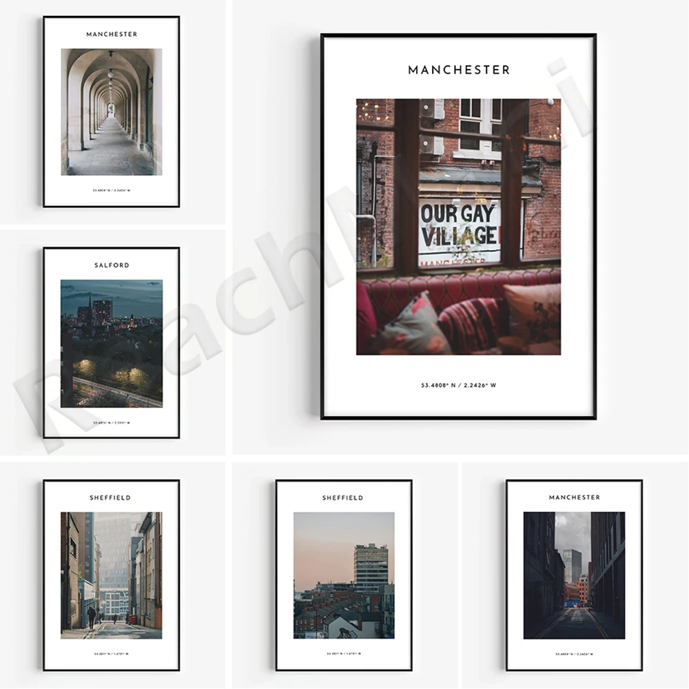 Impresión de póster de Manchester |   Póster de viaje minimalista, póster minimalista retro, impresión de ubicación, idea de regalo de Manchester, coordenadas
