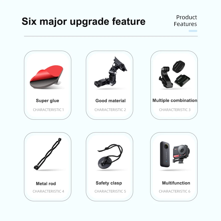 Supporto per casco unicorno Insta360 per Insta360 ONE X2 / ONE R / ONE X accessori per braccio di prolunga in lega di alluminio