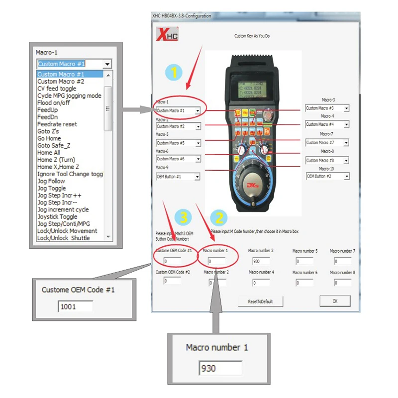 Imagem -06 - Xhc Lhb04b Volante com Fio Mach3 Mpg Reboque Volante Eixos Eixos Cnc Controlador para Cnc Rota Máquina de Gravura