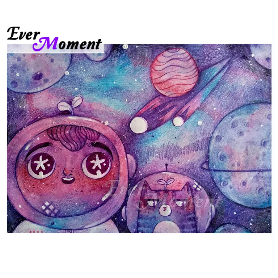 

Ever Moment Diamond Painting Mosaic Universe Space Suit Planet Full Square Cross Stitch Rhinestone Diamond Embroidery ASF1848