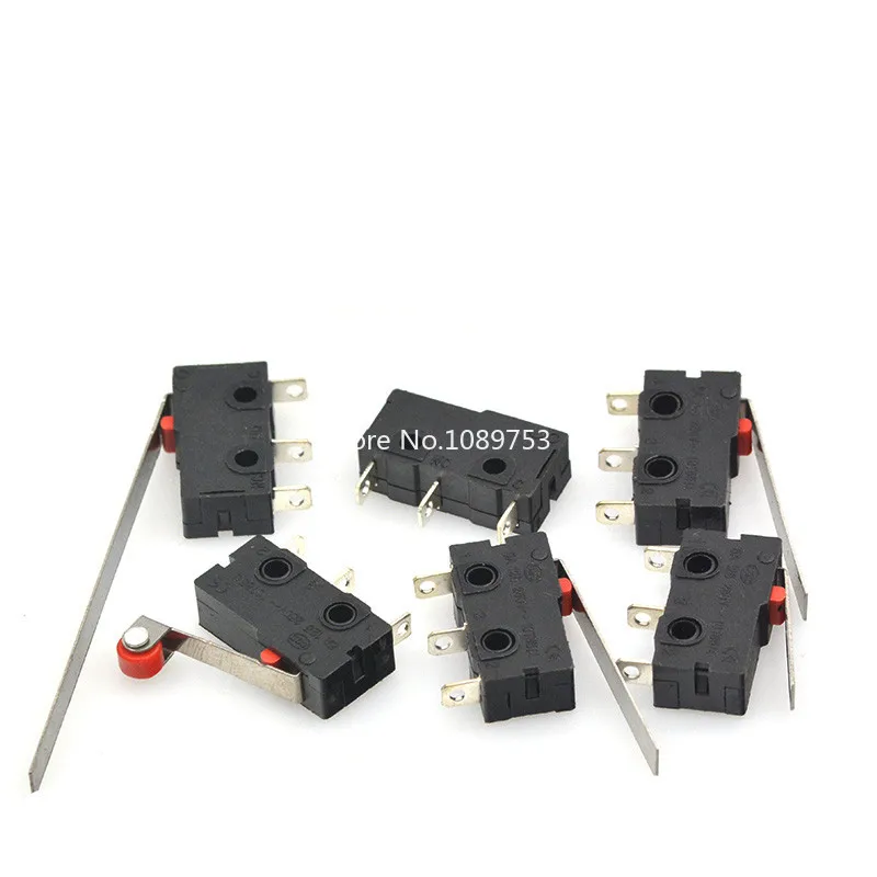 5Pcs Mini Micro Limit Switch NO NC 3P Terminals SPDT 5A 125V 250V Roller Arc lever Snap Action Push Micro switches