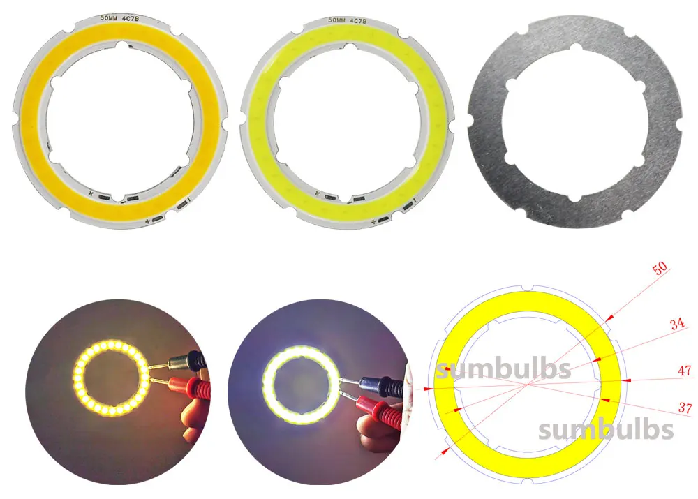 2W-12W Angel Eyes LED COB Light Source Annual Shape 12V DC 20mm-120mm COB Ring LED Cold Warm White Light Source for DIY Bulb