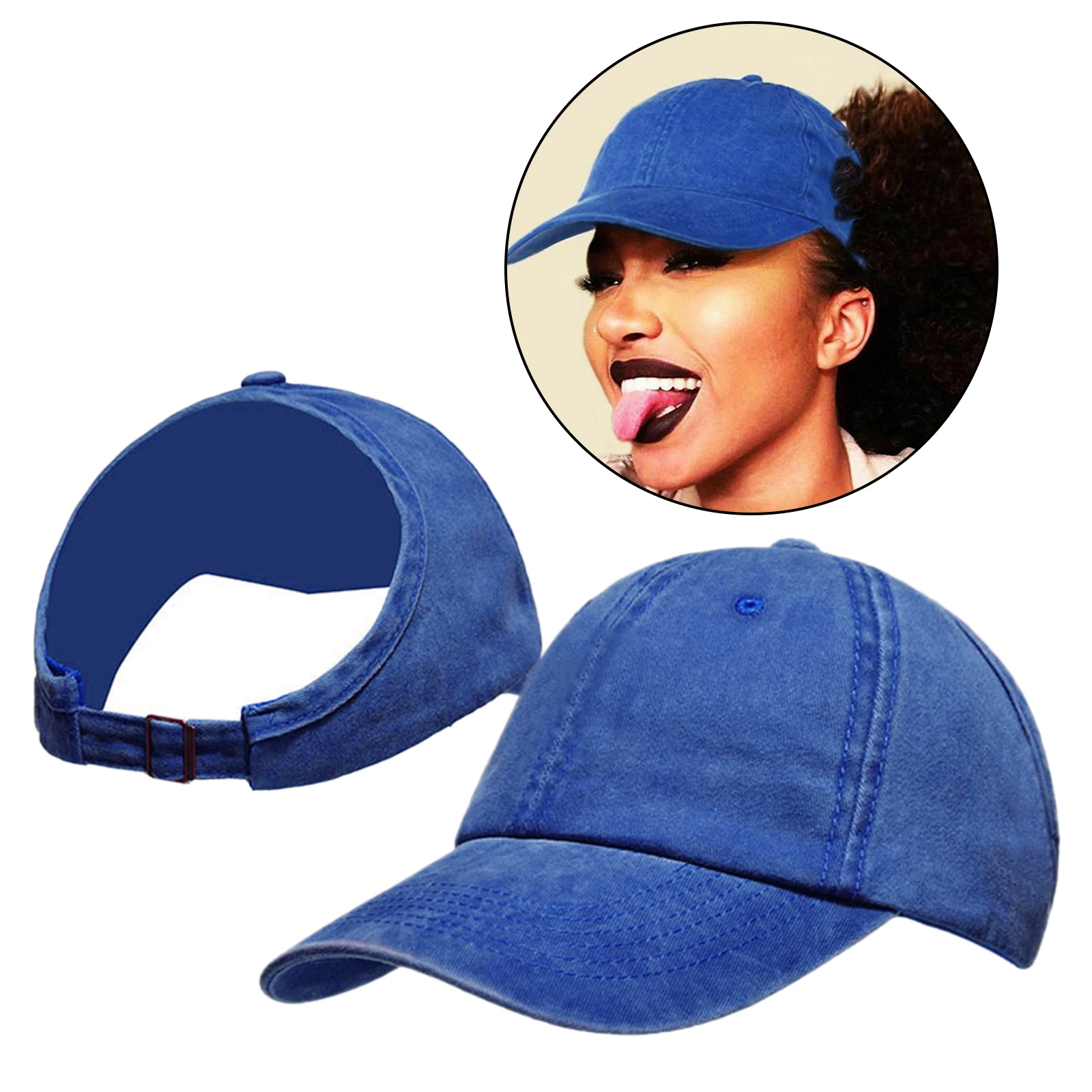 Maoww Casquette De Baseball Dos Nu Queue De Cheval Haute Chignon Blanc