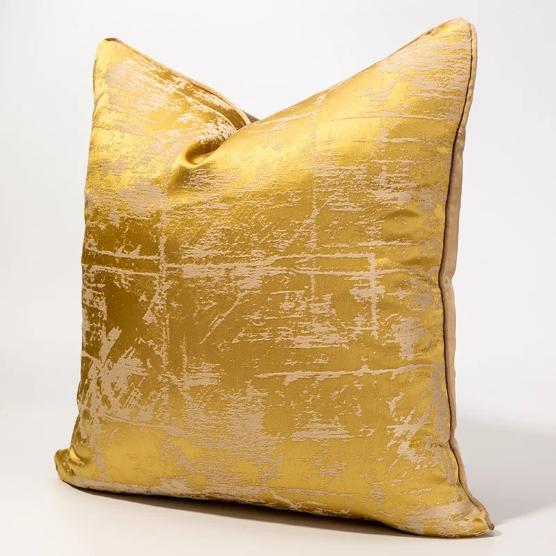 Golden Yellow Single-Sided Printing Pillowcase Polyester Satin Cushion Cover Fashionable And Simple Pastoral Style Pillowcase