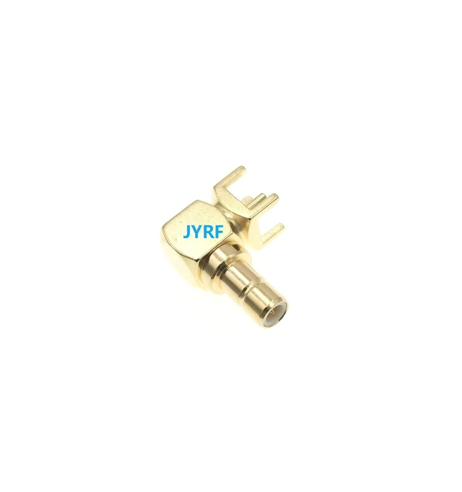Conector PCB macho SMB, ángulo recto, chapado en oro