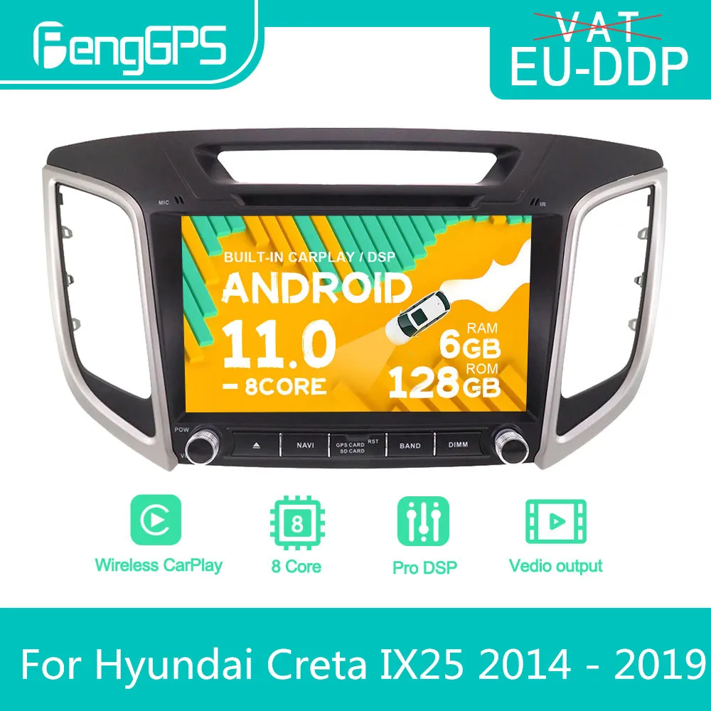 For Hyundai Creta IX25 2014 - 2019 Android Car Radio Stereo DVD Multimedia Player 2 Din Autoradio GPS Navi PX6 Unit Touch Screen