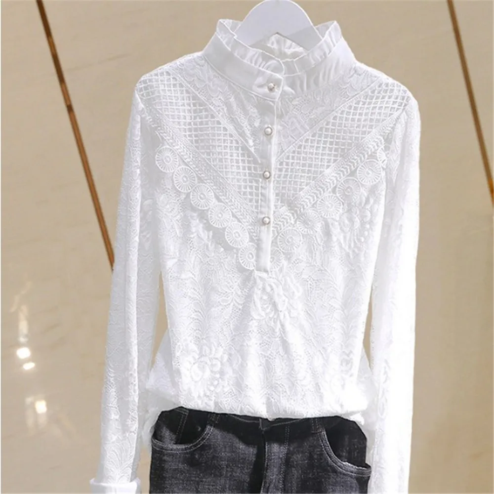 

2021 Spring New Lace Splicing Lace Top Versatile Lace Top Fashion Small Unlined Blouse Women