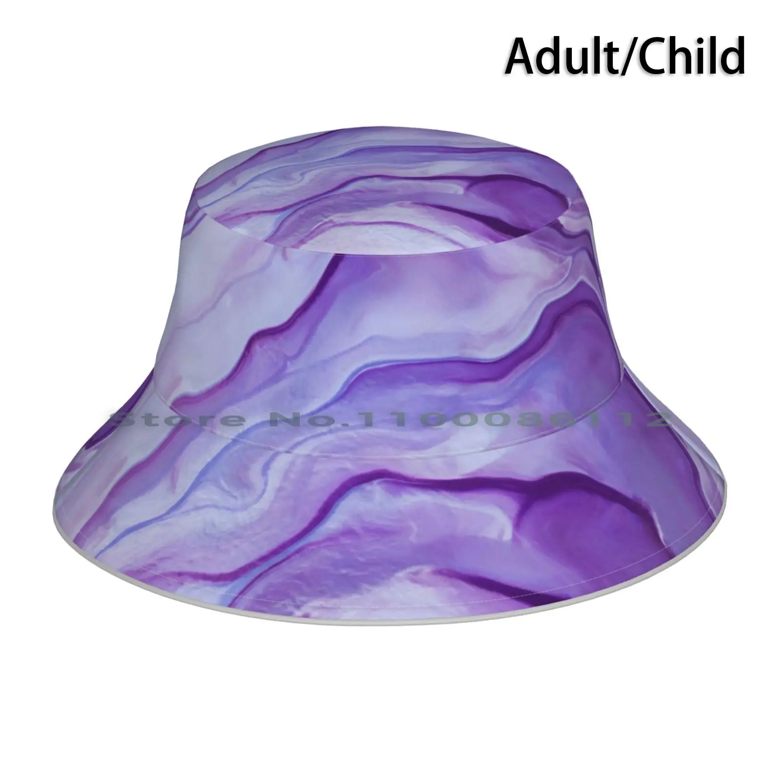 Amethyst Bucket Hat Sun Cap Marbling Marble Effect Marble Style Swirl Minimal Clean Color Purple Lilac Amethyst Nature Inspired