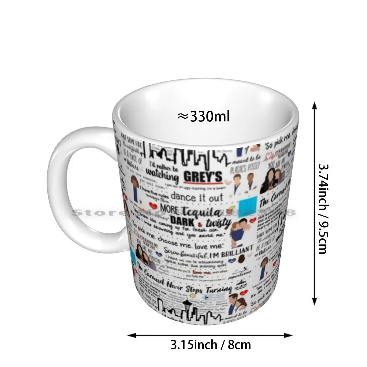 Grey’s Quote Collage Ceramic Mugs Coffee Cups Milk Tea Mug Greys Anatomy Greys Tv Show Greys Quotes Meredith Grey Cristina Yang