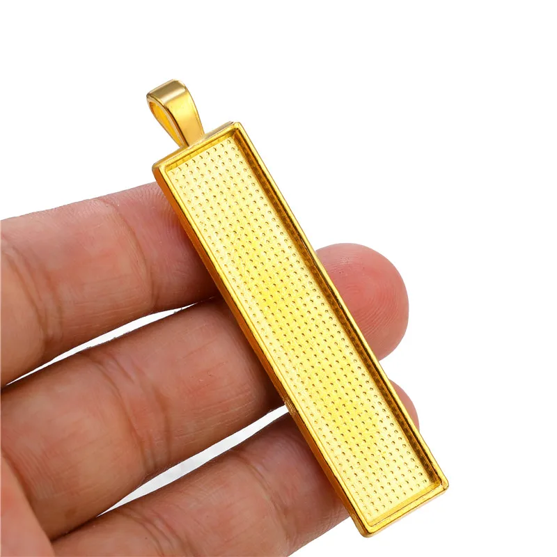 10pcs/lot 10x50mm Rectangular Cabochon Pendant Base Tray Cameo/Frame bezel Settings For DIY Jewelry Making Crafts Accessories