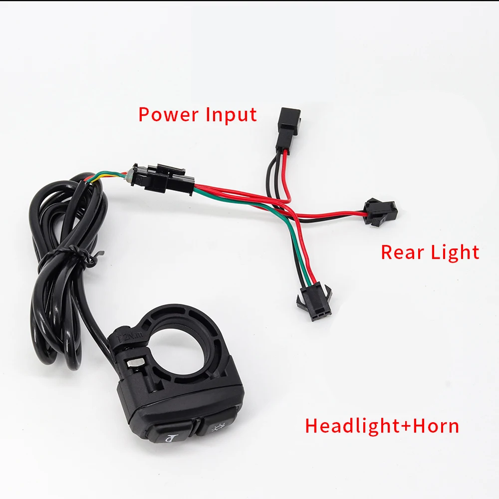 Ebike Light and Horn Switch Electric Bicycle Scooter Intelligent Mountain ATV Tricycle Headlights and Horn ON OFF ON Switch