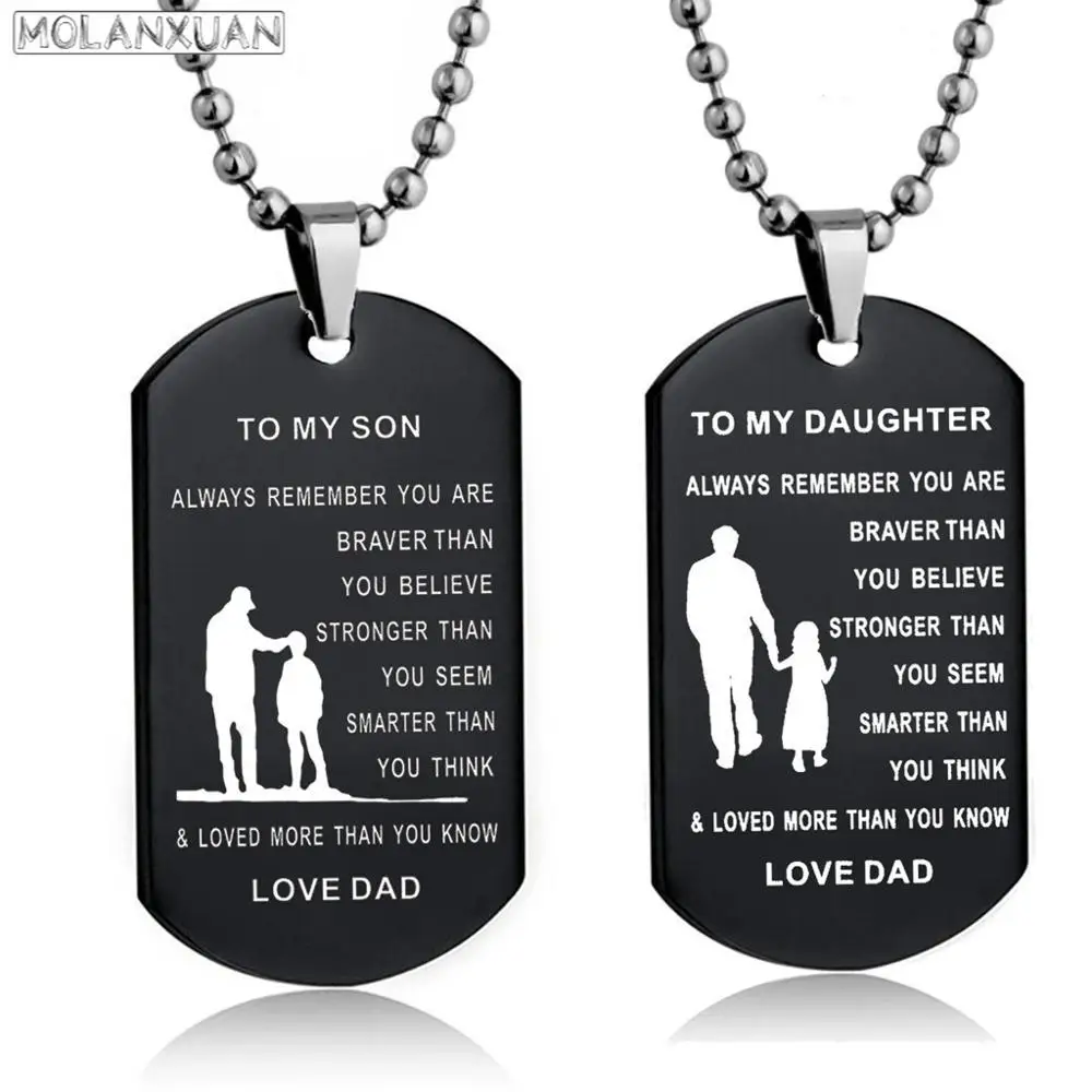Colgante collar con negro de aleación de perro para hombre, cadena militar de amor para mi hijo/hija, kpop