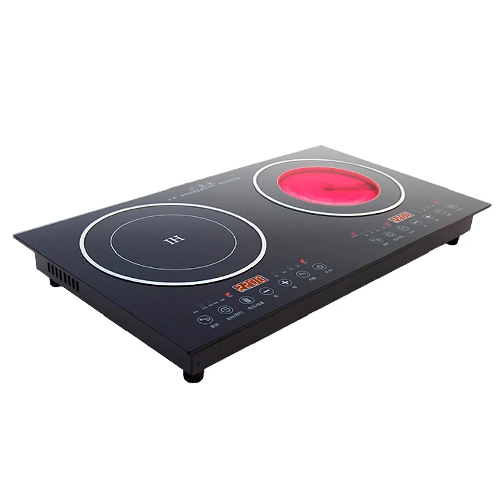 Double-head induction cooker embedded double stove electric ceramic stove double-eye household stir-fry desktop smart