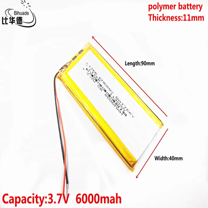 Dobra Qulity litrowa bateria energetyczna 3.7V,6000mAH 114090 polimerowy akumulator litowo-jonowy/litowo-jonowy do tabletu pc BANK,GPS,mp3,mp4