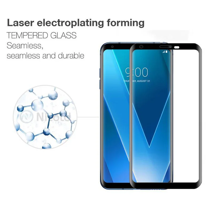 2 Pieces NicoTD Protective Glass on the For LG V30 V35 V30S ThinQ V30 V35 Plus Full Cover Screen Protector Tempered Glass Film