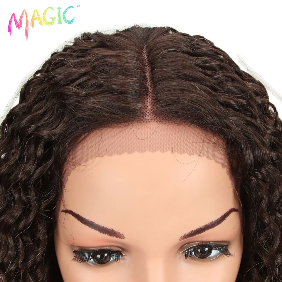 Magic Synthetic Lace Wigs 38 Inch Long Kinky Curly Wigs For Black Women Ombre Blonde Heat Resistant Hair High Temperature