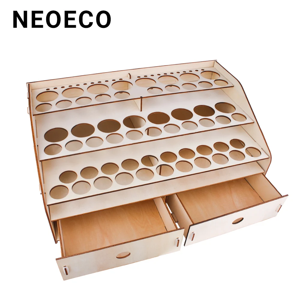 Diy Assembly Wooden Pigments Painting Organizer Storage Box for Paint Bottles Stand Holder Model Coloring Accessories 58 Bottles