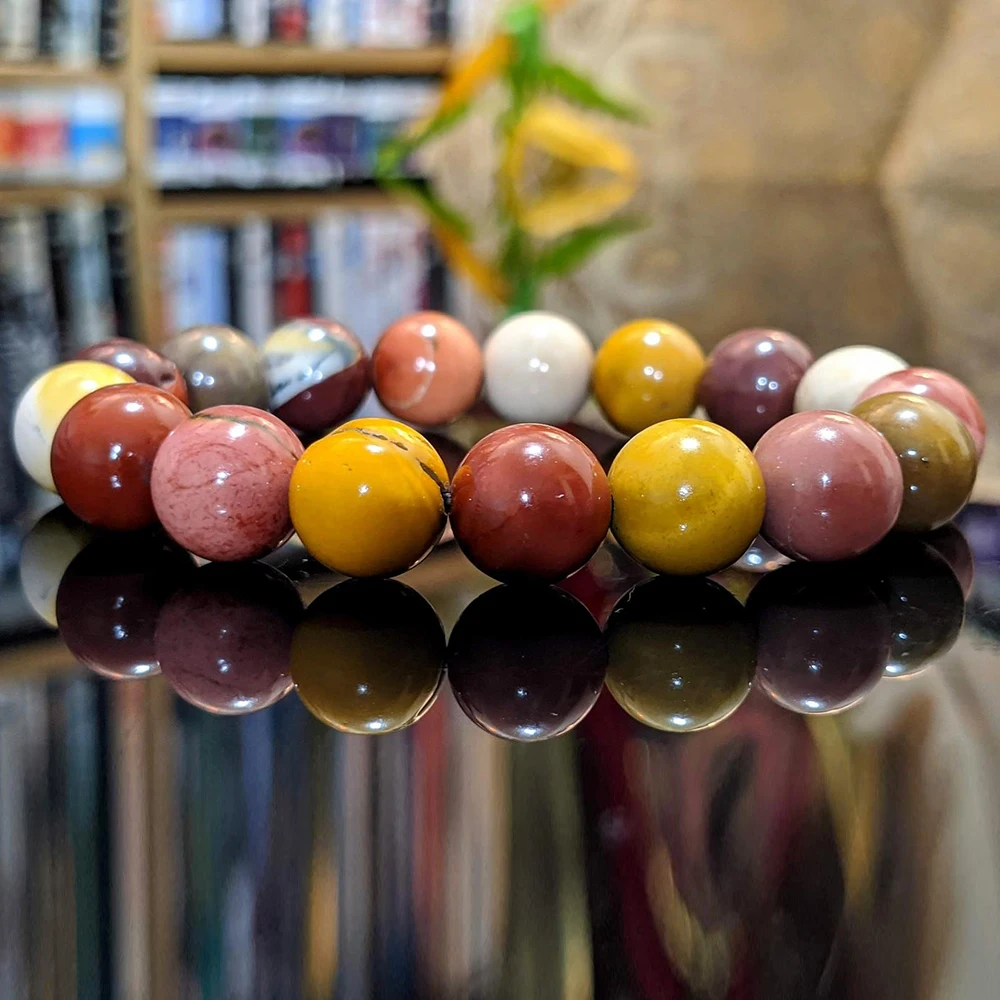 

MG1127 New Arrival 10 MM Natural Australian MOOKAITE Jasper Bead Bracelet for Men Multicolor Gem Stone Energy Bracelet