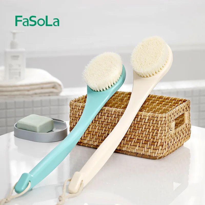 Japanese-style Bath Brush with Long Handle, Back Body Skin Cleaning Brushes, Exfoliating Scrub Massager, Bathroom Shower Back Sp