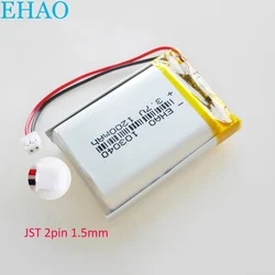 3.7V 1200mAh Lithium Polymer LiPo Rechargeable Battery 103040 + JST 2Pin 1.5mm plug For MP3 GPS DVD Mobile Phone Camera Ledlight