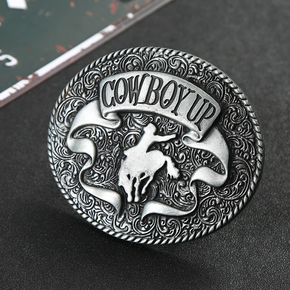 

Western cowboy zinc alloy retro flower rider belt buckle men's gift