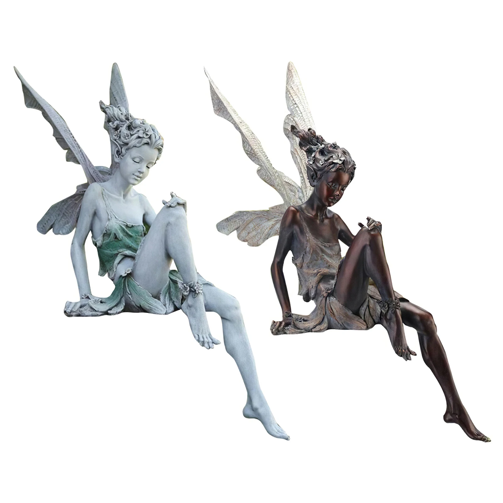 Tudor And Turek Resin Sitting Fairy Statue Garden Decorative Porch Figurine Angel Sculpture for Yard Home Garden Decoration