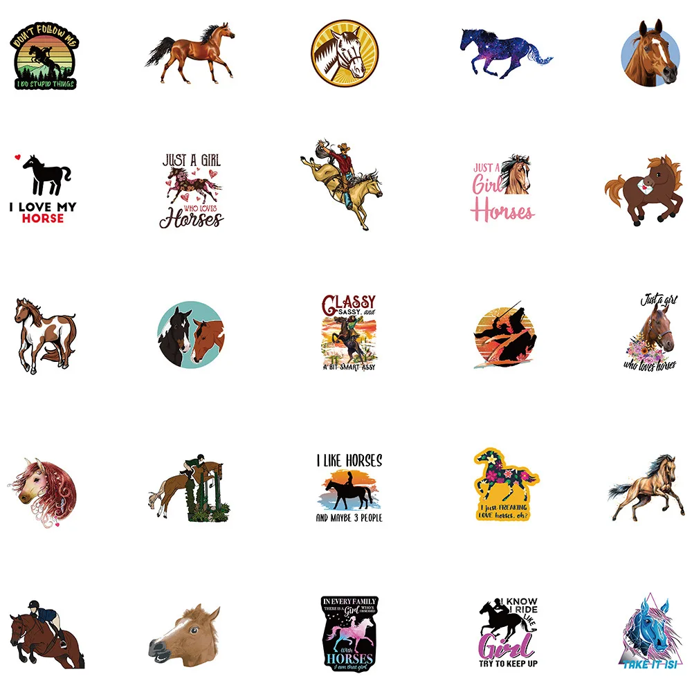 10/30/50PCS Cartoon Horsemanship Sticker Horse Racing For Helmet Luggage Bicycle Laptop Motorcycle Decals Graffiti Stickers F5