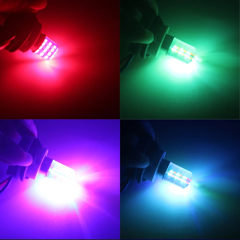 2pcs Strobe T20 7443 Brake lights W21/5W 7443 COB silica gel Car Signal Lamp Flashing stoplight RGB Warning taillights red blue