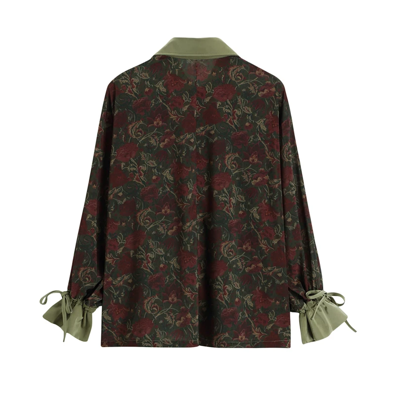Herbst Vintage Stil Blumen Druck Lose frauen Bluse Shirt Koreanische Beiläufige Lange Hülse Damen Taste Blusen Weibliche Tops – Detail 4