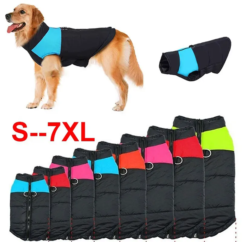 S-7XL Pet Dog Clothes Fashion Winter Thicken Warm Cotton Dog Coat Waterproof Jacket for Puppy Small Medium Large Dogs Vest