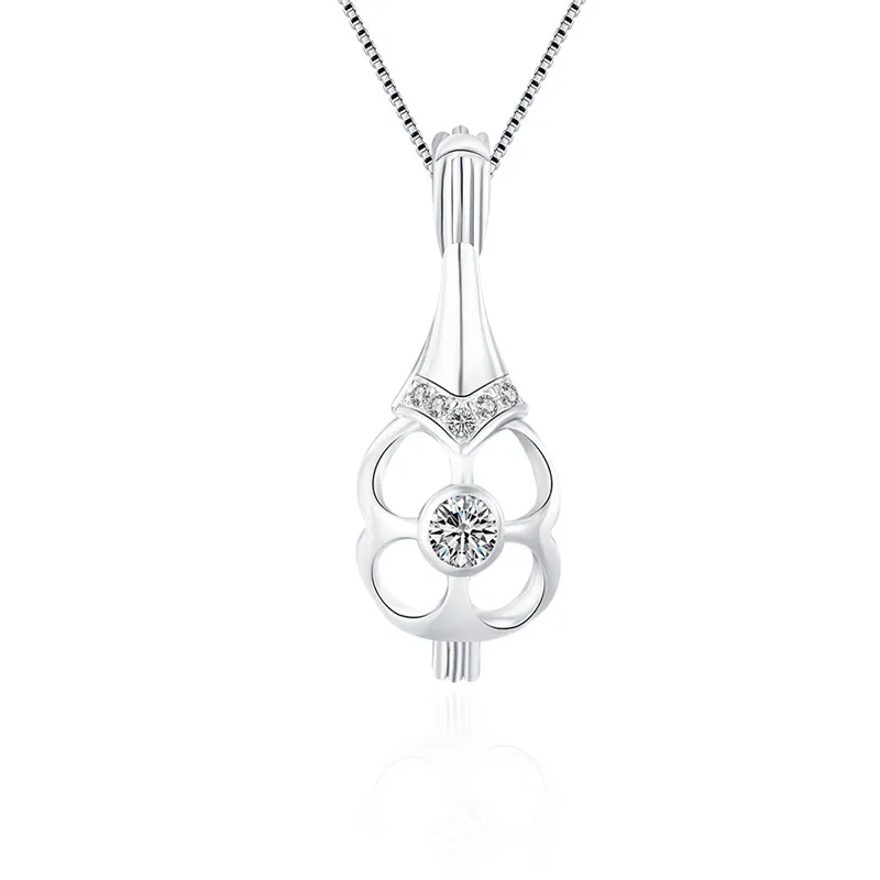 

CLUCI 3 шт. Серебро 925 счастливый четырехлистный клевер в форме Женщины Подвеска 925 пробы Серебряное желание жемчужный медальон SC091SB