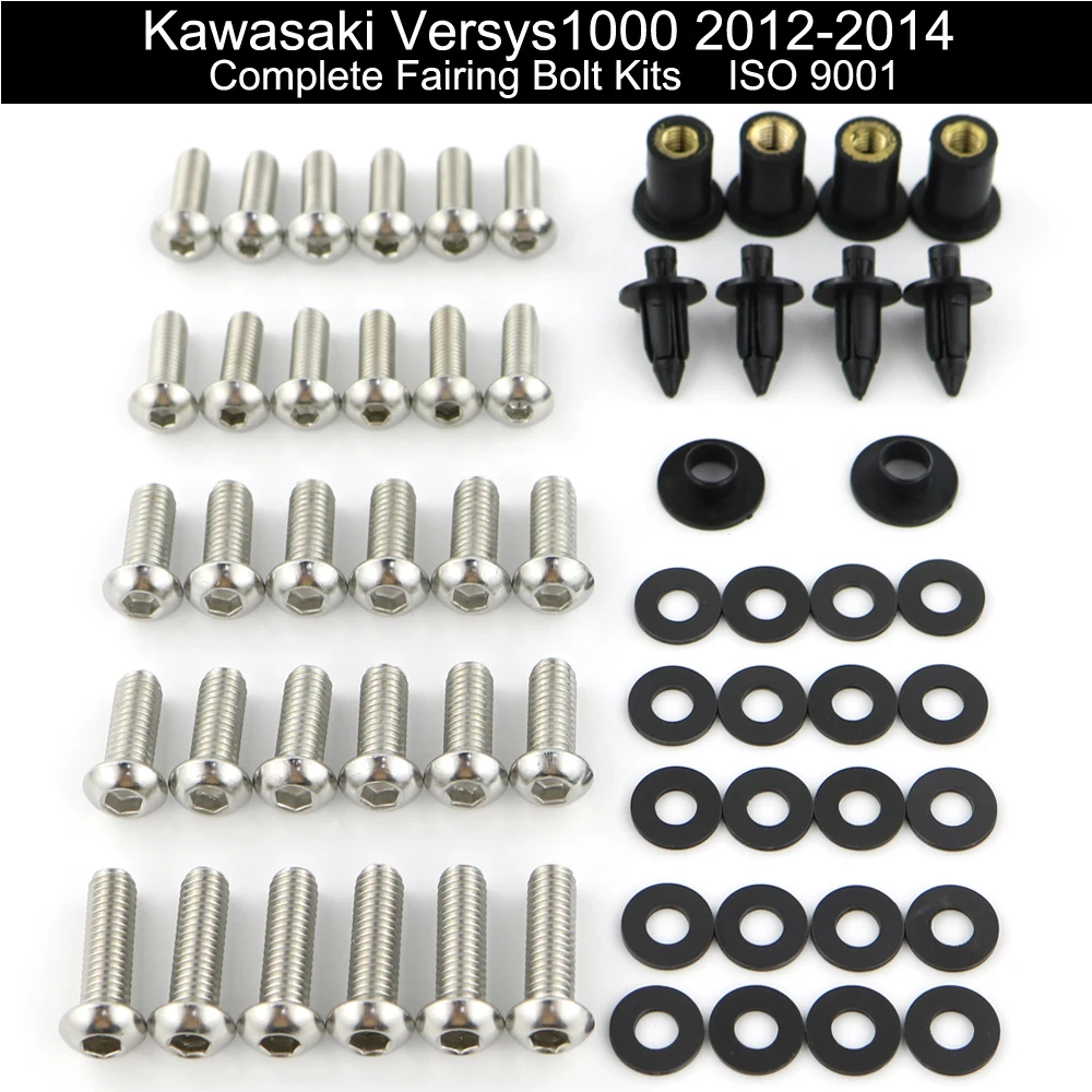 

Fit For Kawasaki Versys 1000 2012-2014 Motorcycle Complete Full Fairing Bolts kit Cover Bolts Screws Nuts Clips Stainless Steel