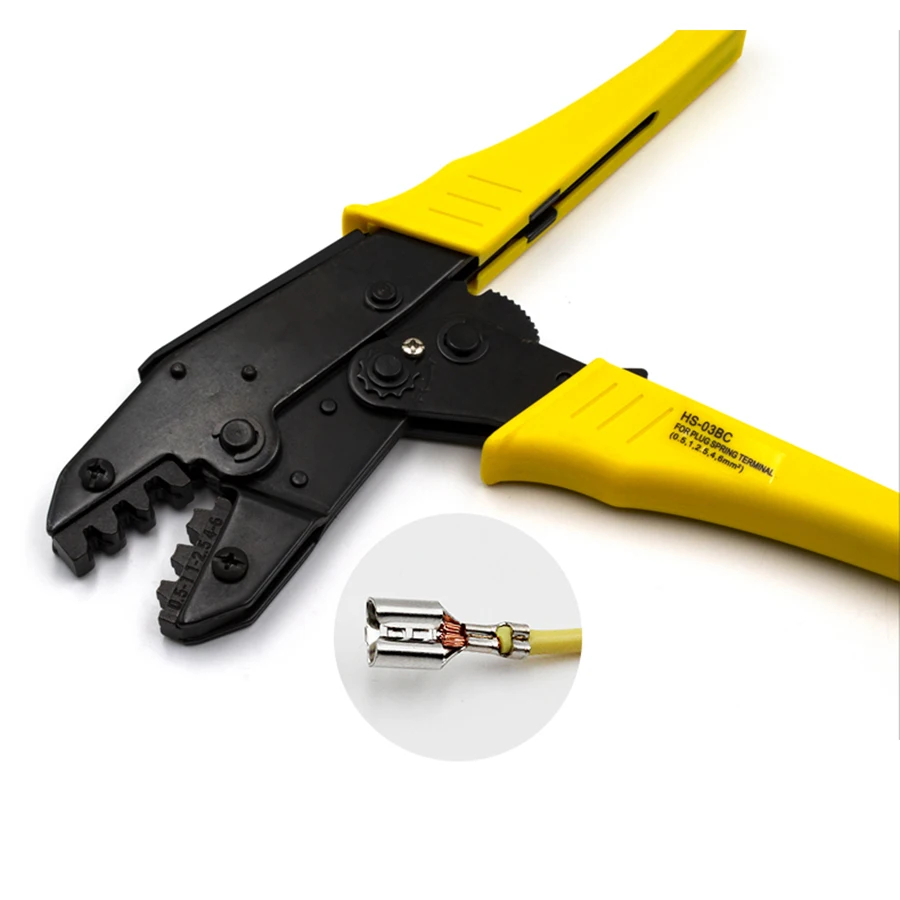 

HS-03BC Wire Stripper Europ Style Ratchet Crimping Plier 0.5-6mm2 Multi Hands Tools