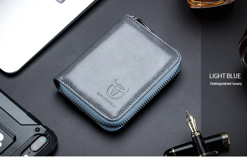 BULLCAPTAIN Echtes Leder Kreditkarten- und Ausweishalter Geldbörse Herren Mode RFID-Kartenhalter Geldbörse Visitenkartenhalter Tasche – Detail 14