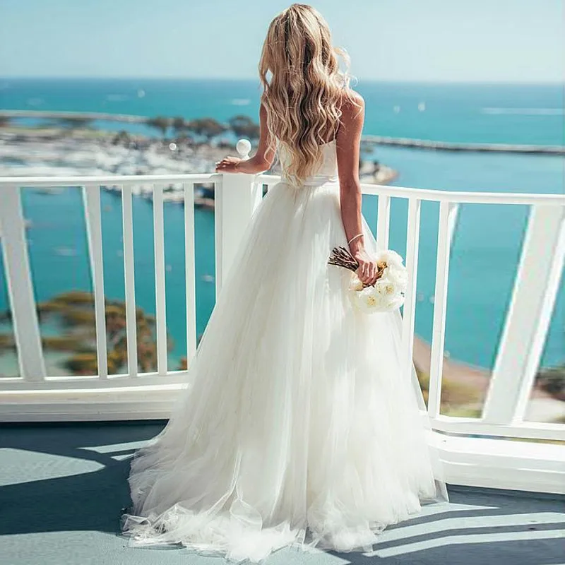 Robe de mariée longue en tulle, style boho, simple, pour les patients de la plage, tenue élégante, tendance, été, 2024