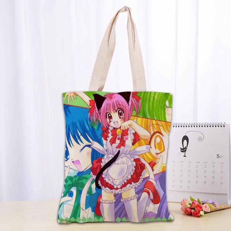 Nuovo Anime Tokyo Mew Mew Tote Bag Borsa per la spesa pieghevole Borsa a tracolla riutilizzabile ecologica grande in tessuto di tela unisex Tote 0719