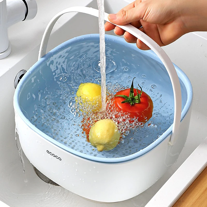 ECOCO Colander Drain Basket With Handle Kitchen Retractable Colander Vegetable Washing Basket Strainer Filter Basket Tool